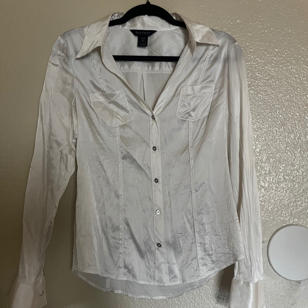 White House Black Market 100% Silk Blouse Size 4